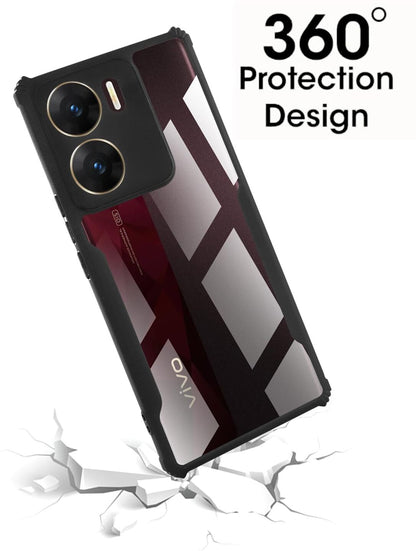 VAKIBO Best Selling Black and Transparent Back Cover Case Made With Soft TPU and Acrylic With 4 Corner and Camera Protection Suitable for Vivo V29 E