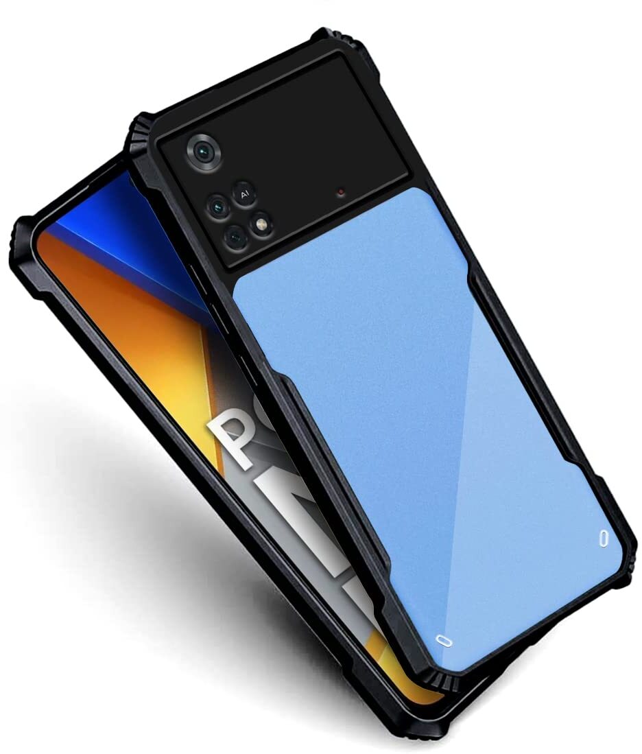 VAKIBO Super Premium Black Border Transparent Case With Corner Protection & Camera Protection Suitable for Mi Poco M4 Pro 4G