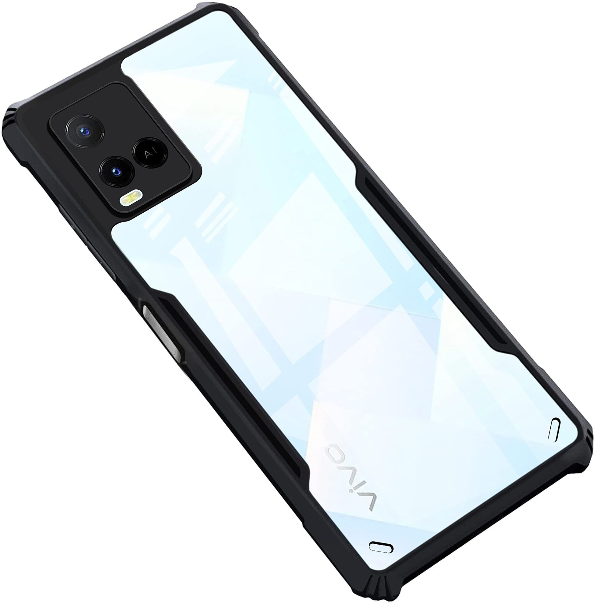 VAKIBO Super Premium Black Border Transparent Case With Corner Protection & Camera Protection Suitable for Vivo Y21