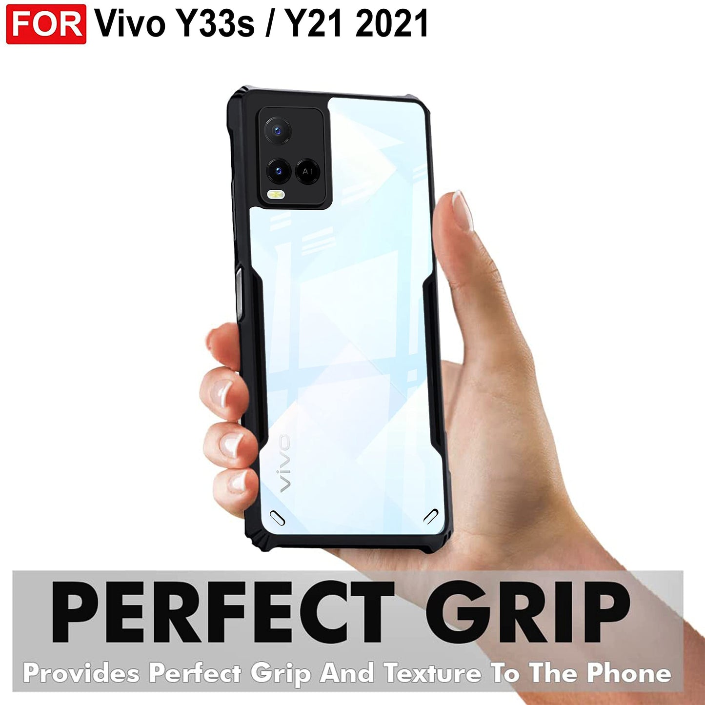 VAKIBO Super Premium Black Border Transparent Case With Corner Protection & Camera Protection Suitable for Vivo Y21T