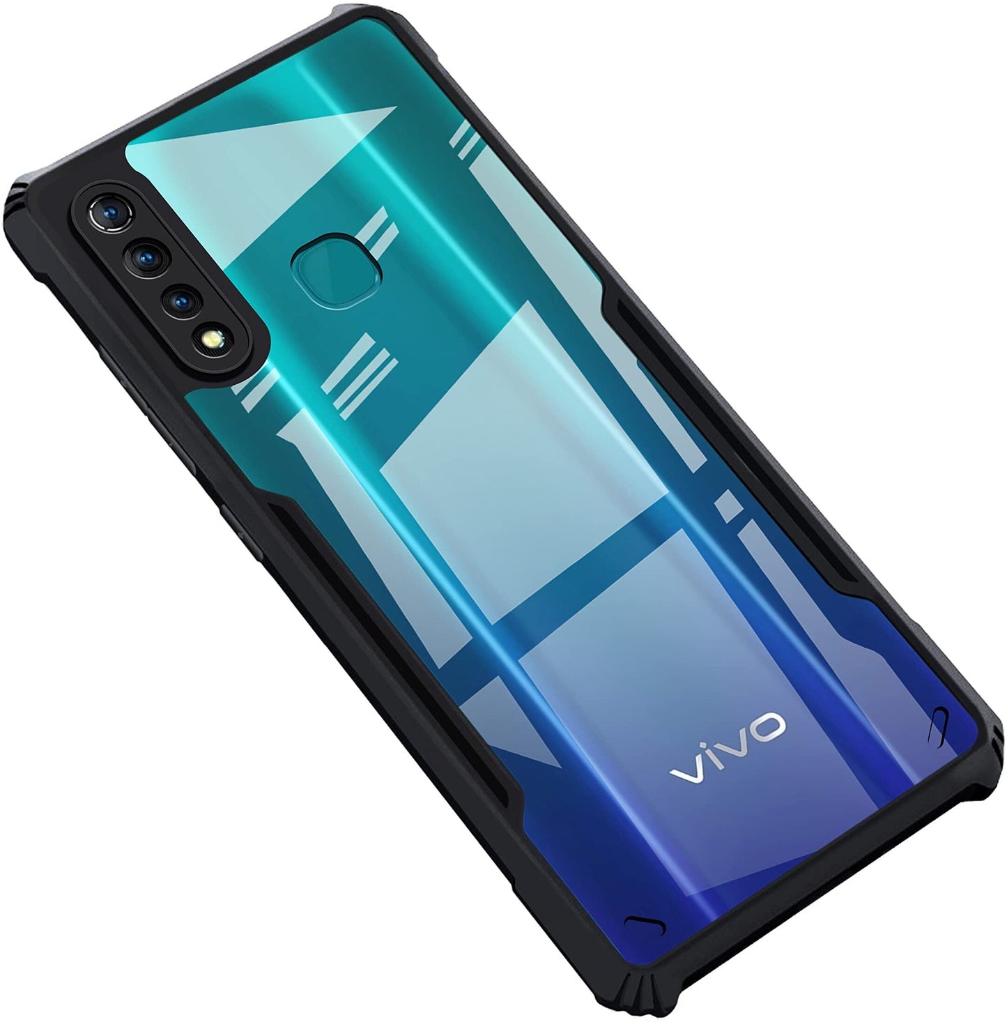 VAKIBO Super Premium Black Border Transparent Case With Corner Protection & Camera Protection Suitable for Vivo Y19 