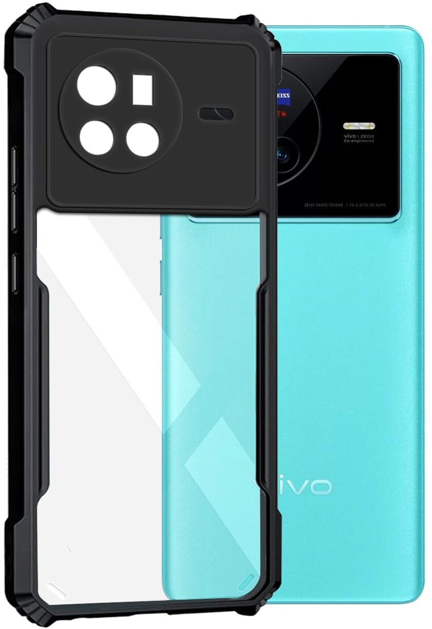 VAKIBO Super Premium Black Border Transparent Case With Corner Protection & Camera Protection Suitable for Vivo X80 Pro