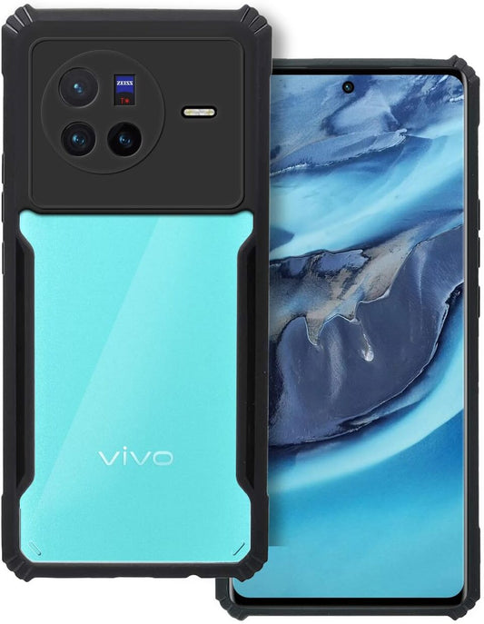 VAKIBO Super Premium Black Border Transparent Case With Corner Protection & Camera Protection Suitable for Vivo X80 Pro