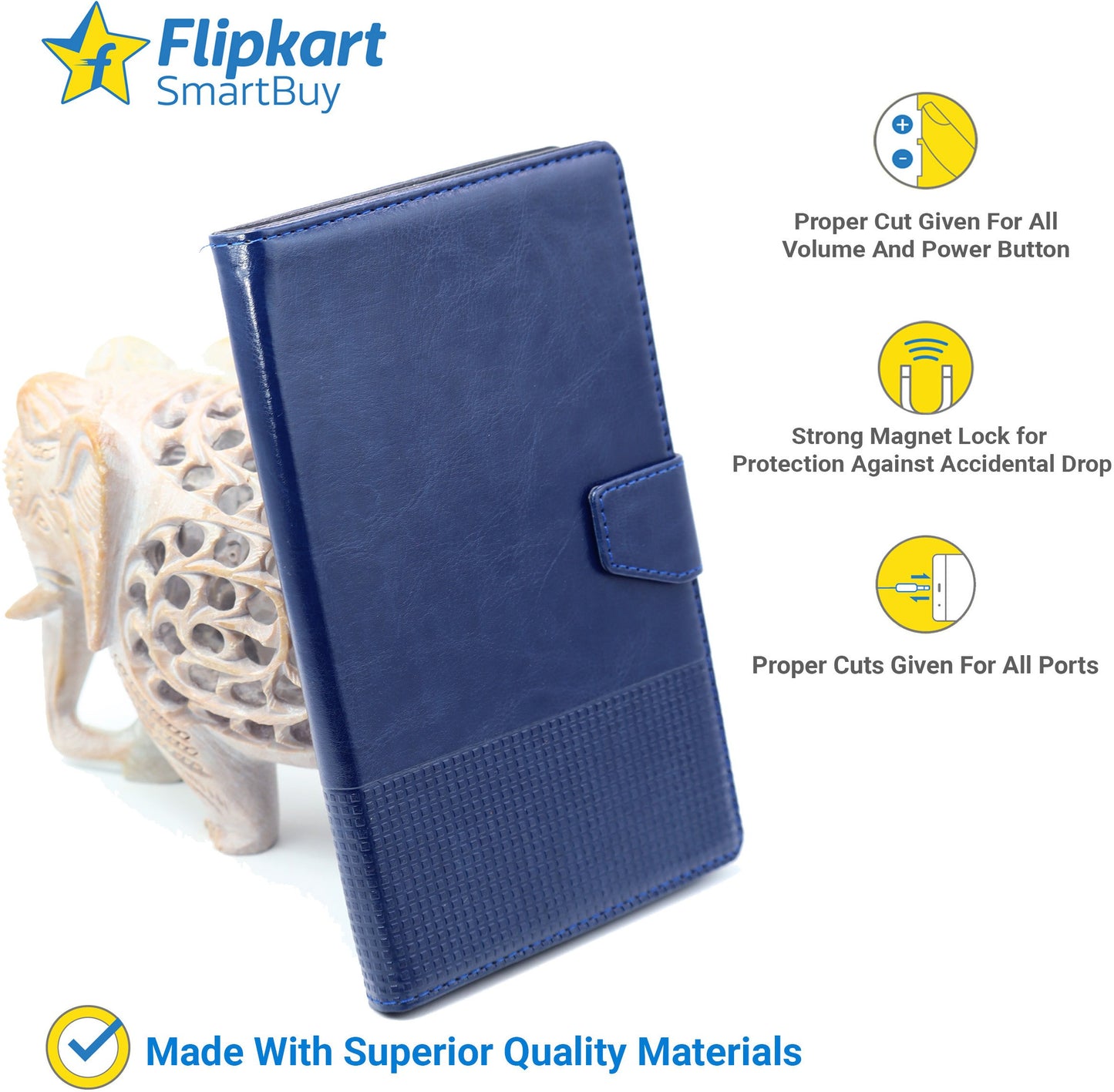 VAKIBO Horizontal Premium Dotted Blue Coloured Sysnthatic Leather Flip Cover Case Suitable for Lenovo Tab M8 FHD 2nd Gen 8705F