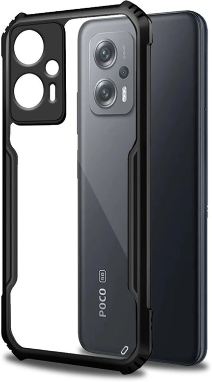 VAKIBO Best Selling Black and Transparent Coloured Made With Soft TPU and Acrylic Back Cover Case With 4 Corner and Camera Protection Suitable for Mi Poco X4 GT