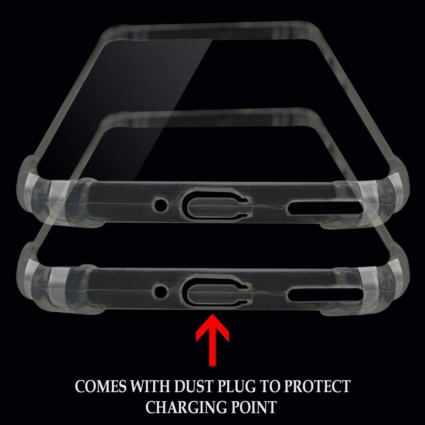 VAKIBO Super Premium Soft TPU Transparent Case With Dustplug,Side Grip,Corner Protection,lanyard Cuts,Camera Protection Suitable for Redmi Note 9 Pro
