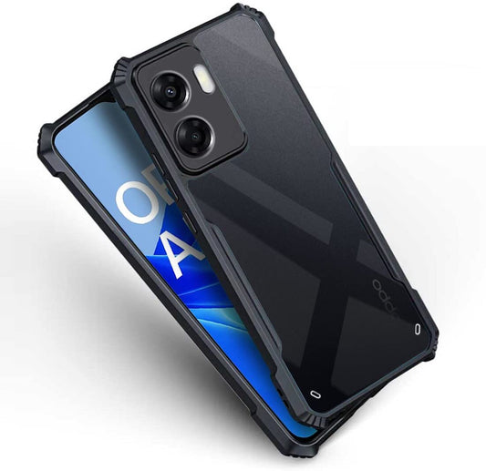 VAKIBO Best Selling Black and Transparent Back Cover Case Made With Soft TPU and Acrylic With 4 Corner and Camera Protection Suitable for Oppo A57