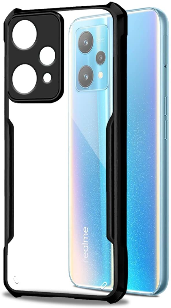 VAKIBO Best Selling Black and Transparent Back Cover Case Made With Soft TPU and Acrylic With 4 Corner and Camera Protection Suitable for Realme 9 Pro Plus