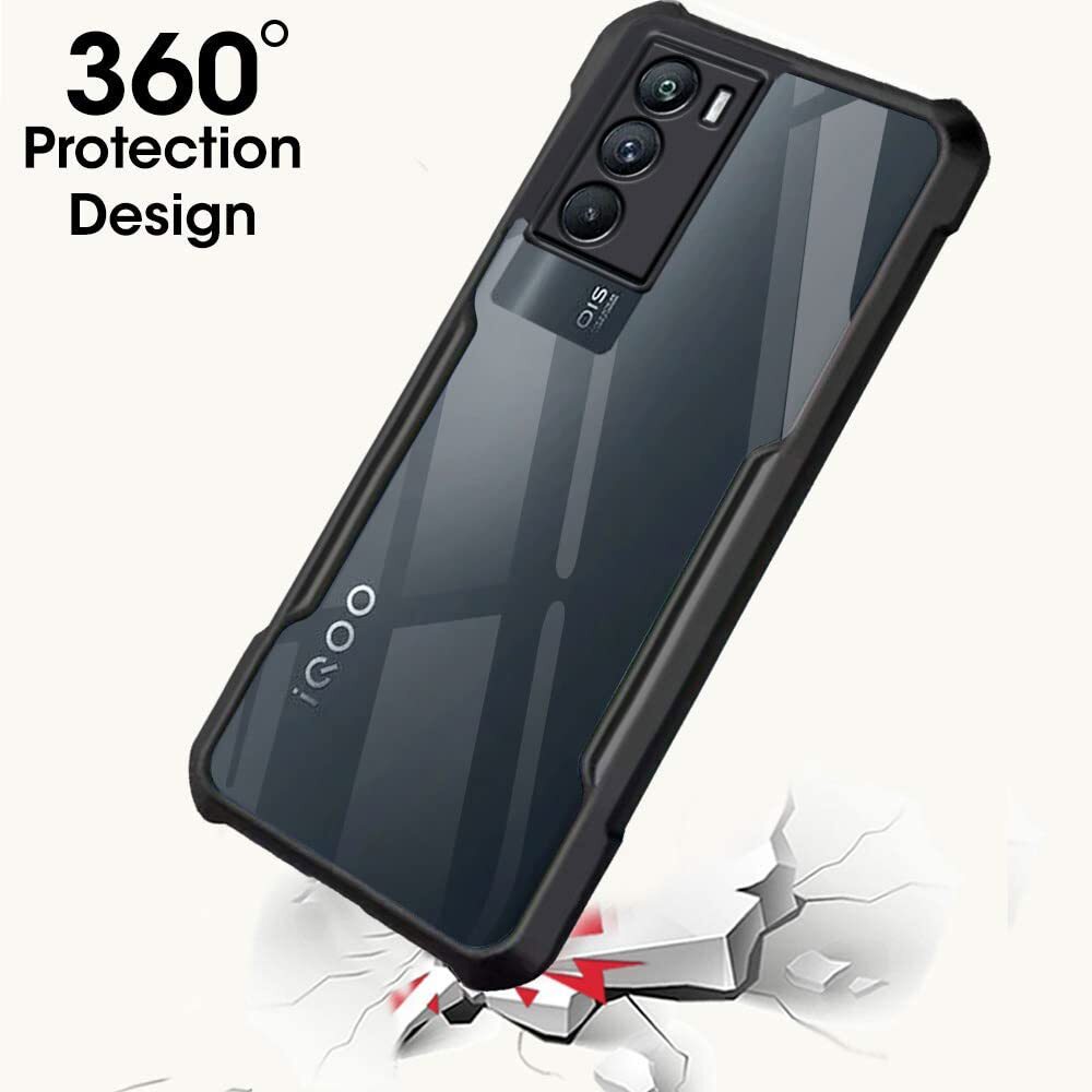 VAKIBO Super Premium Black Border Transparent Case With Corner Protection & Camera Protection Suitable for iQOO 9 SE