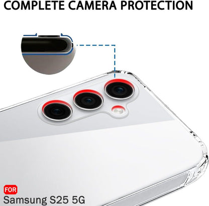 VAKIBO Premium Clear 1.5MM Thick Transparent Soft TPU Rubber Back Cover Case With Camera Protection Suitable for Samsung Galaxy S25