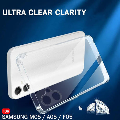VAKIBO Premium Clear 1.5MM Thick Transparent Soft TPU Rubber Back Cover Case With Camera Protection Suitable for Samsung Galaxy F05