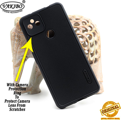 VAKIBO Niukin Dotted Design Black Coloured Soft TPU Rubber Back Cover Case With Camera Protection Ring Suitable for Google Pixel 5A