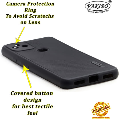 VAKIBO Niukin Dotted Design Black Coloured Soft TPU Rubber Back Cover Case With Camera Protection Ring Suitable for Google Pixel 5A