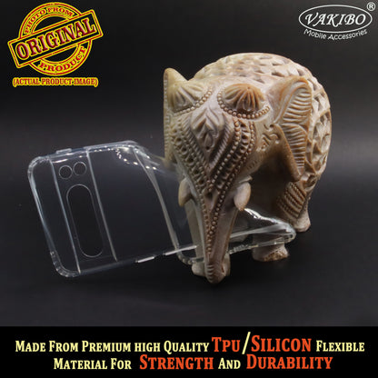 VAKIBO Super Premium Soft TPU Transparent Case With Dustplug,Side Grip,Corner Protection,lanyard Cuts,Camera Protection Suitable for Google Pixel 8 Pro