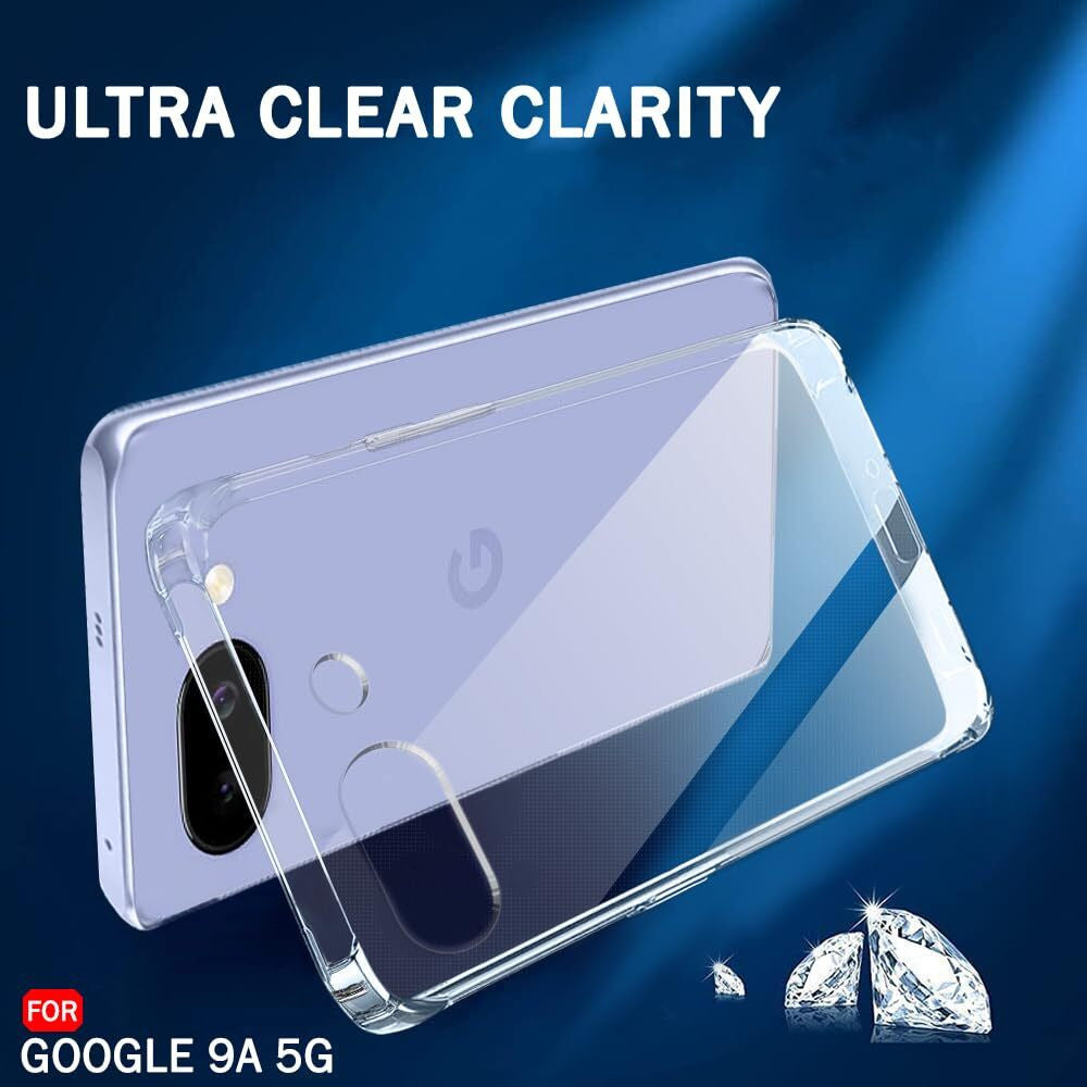 VAKIBO Premium Clear 1.5MM Thick Transparent Soft TPU Rubber Back Cover Case With Camera Protection Suitable for Google Pixel 9A