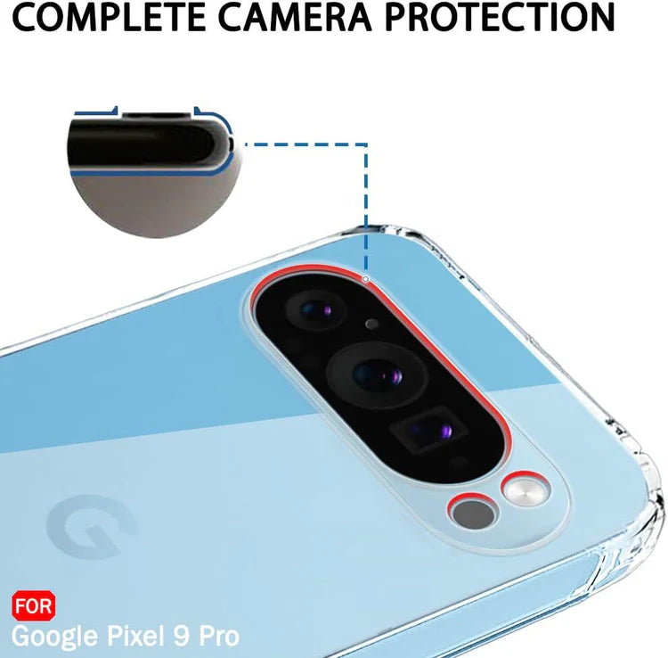 VAKIBO Premium Clear 1.5MM Thick Transparent Soft TPU Rubber Back Cover Case With Camera Protection Suitable for Google Pixel 9 Pro