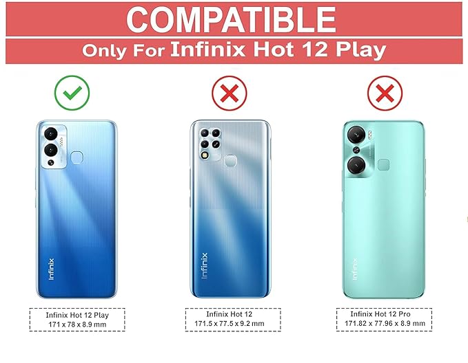 VAKIBO Best Selling Black and Transparent Back Cover Case Made With Soft TPU and Acrylic With 4 Corner and Camera Protection Suitable for Infinix Hot 12 Play