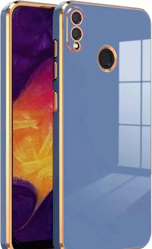 VAKIBO Golden Chrome Border Steel Blue Coloured Soft TPU Back Cover Case With Camera Protection Suitable for Mi Redmi 7