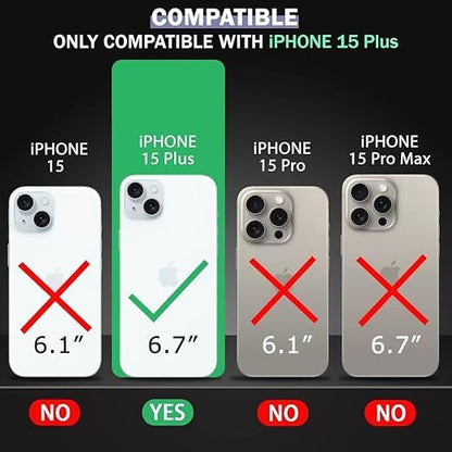 VAKIBO Megnatic Magsafe Black Coloured Soft with Hard back Back Cover Case With Camera Protection Ring Suitable for iPhone 15 Plus