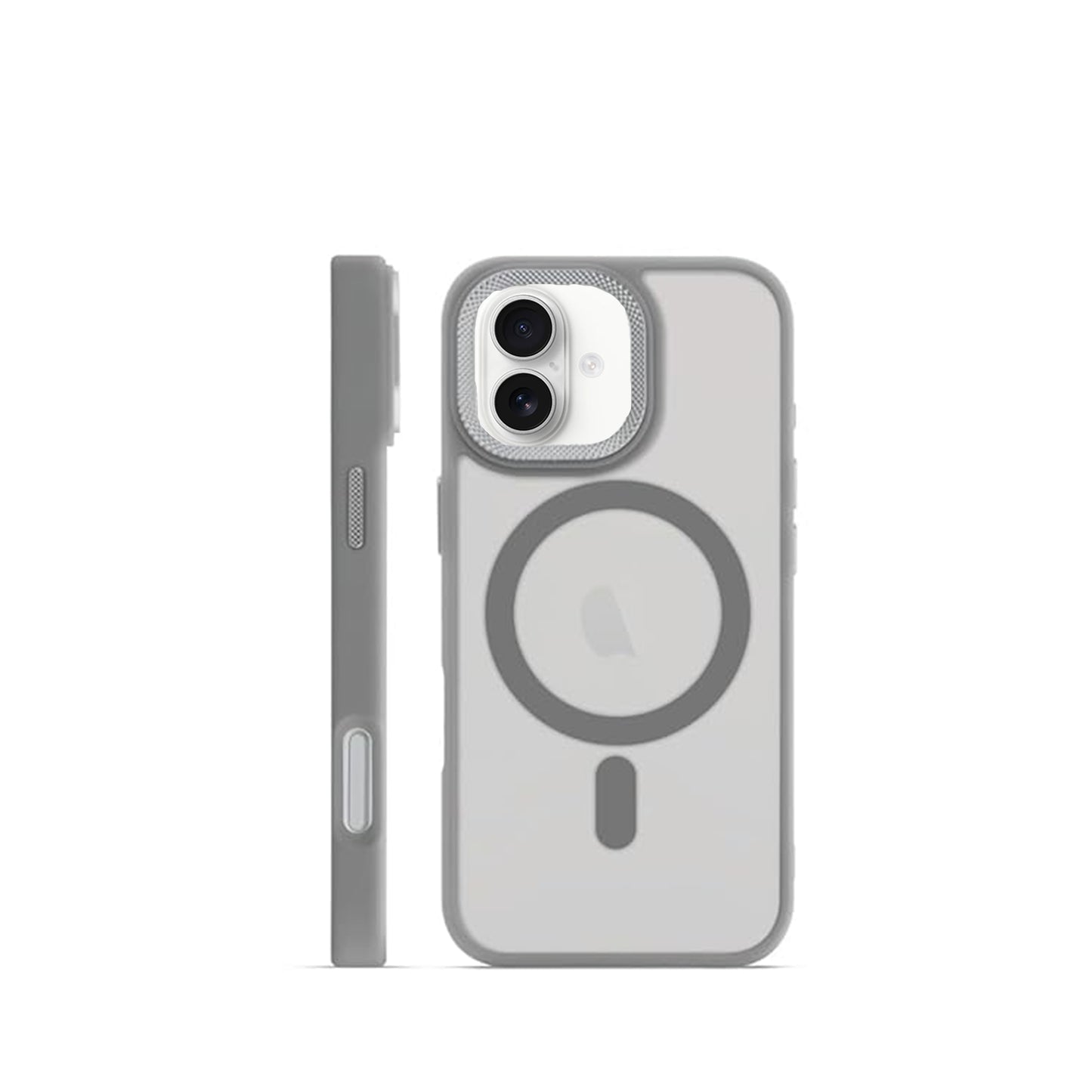 VAKIBO Megnatic Magsafe Grey Coloured Soft with Hard back Back Cover Case With Camera Protection Ring Suitable for iPhone 16