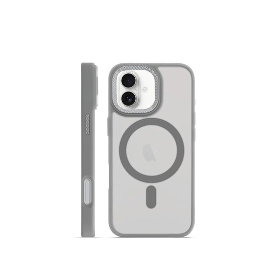 VAKIBO Megnatic Magsafe Grey Coloured Soft with Hard back Back Cover Case With Camera Protection Ring Suitable for iPhone 16