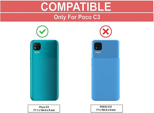 VAKIBO Best Selling Black and Transparent Back Cover Case Made With Soft TPU and Acrylic With 4 Corner and Camera Protection Suitable for Mi Poco C3