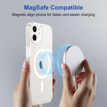 VAKIBO Megnatic Magsafe White Coloured Soft with Hard back Back Cover Case With Camera Protection Ring Suitable for iPhone 11