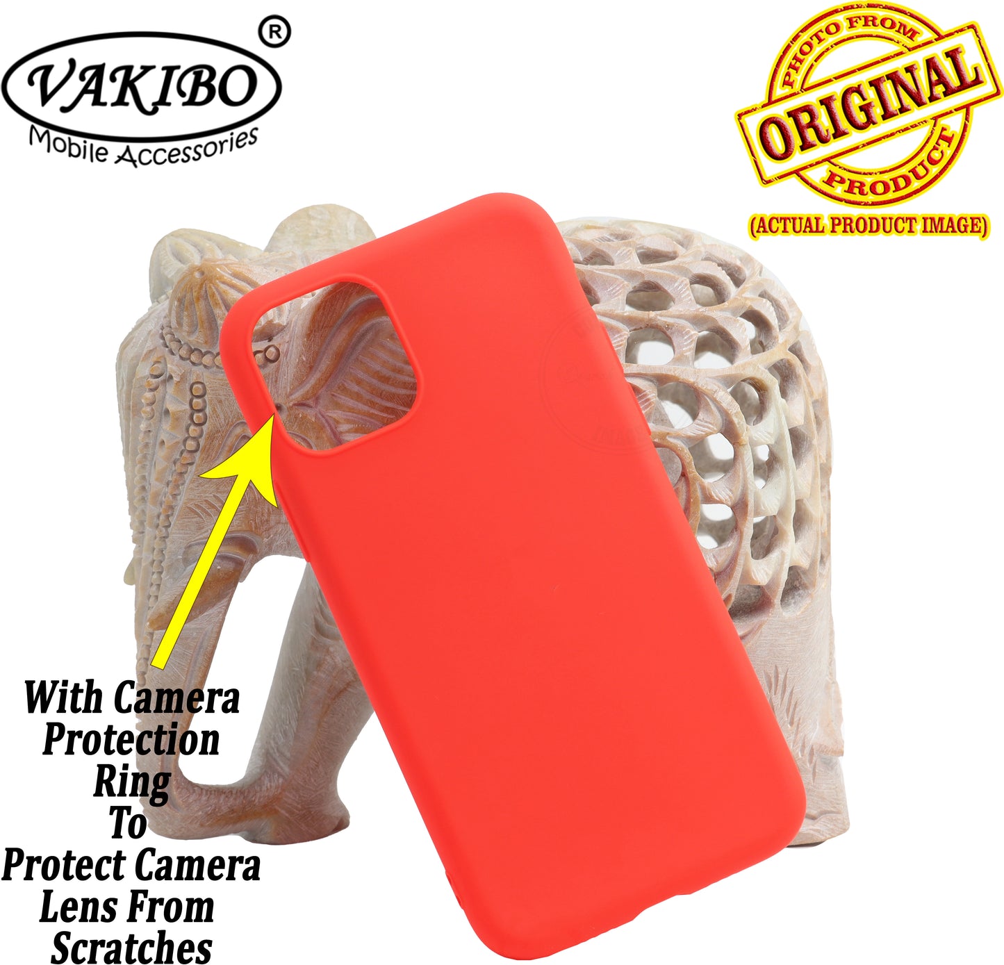 VAKIBO 1.2 MM Thick Red Coloured Soft TPU Rubber Back Cover Case With Camera Protection Ring Suitable for Apple iPhone 11 Pro