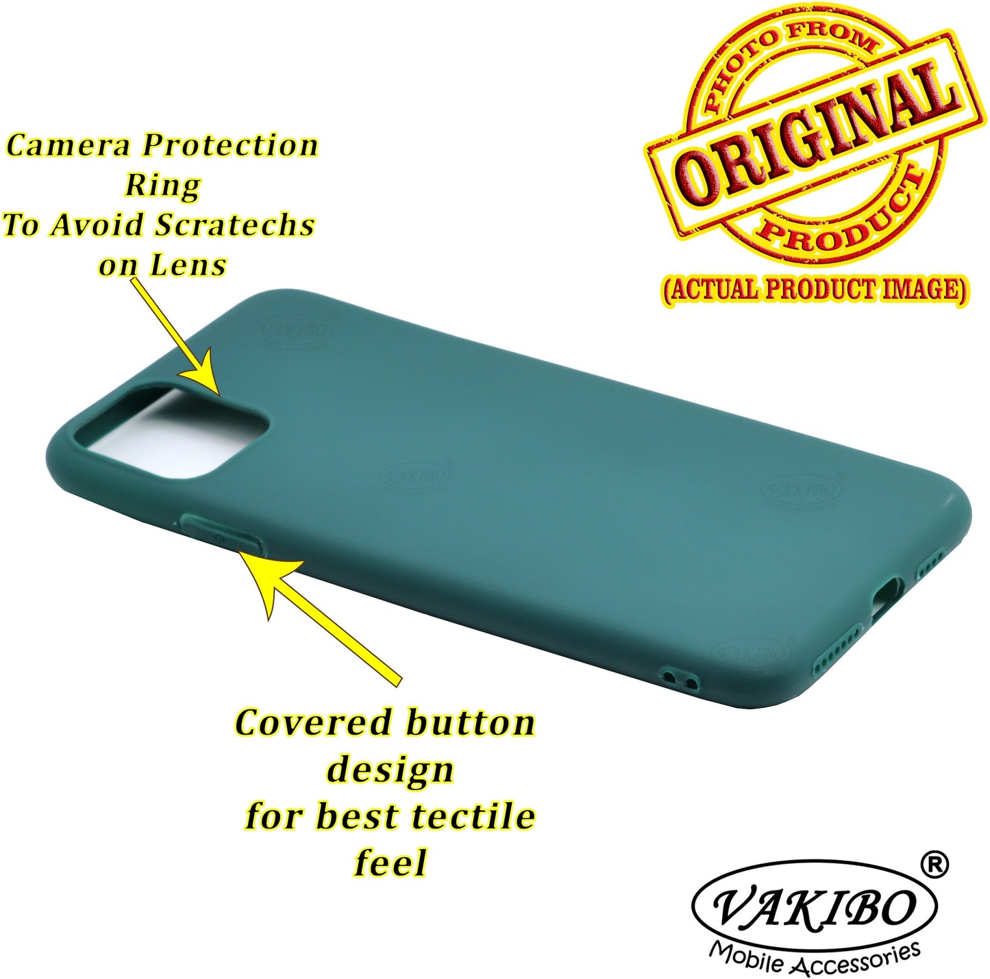 VAKIBO 1.2 MM Thick Green Coloured Soft TPU Rubber Back Cover Case With Camera Protection Ring Suitable for Apple iPhone 12 Pro