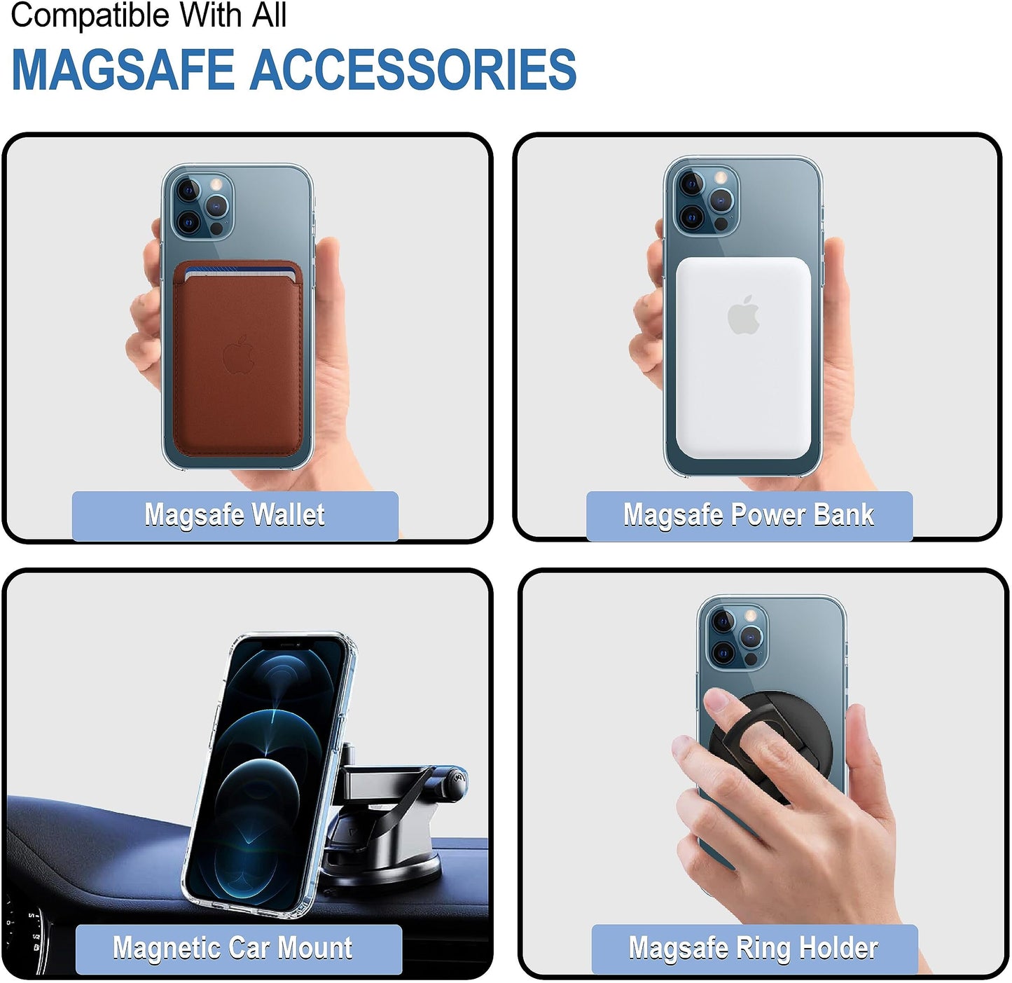 VAKIBO Megnatic Magsafe Transparent Soft with Hard back Back Cover Case With Camera Protection Ring Suitable for Apple iPhone 12