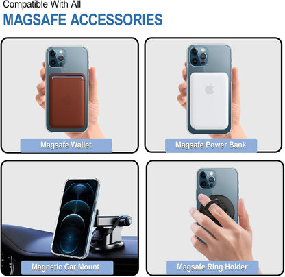 VAKIBO Megnatic Magsafe Transparent Soft with Hard back Back Cover Case With Camera Protection Ring Suitable for Apple iPhone 12