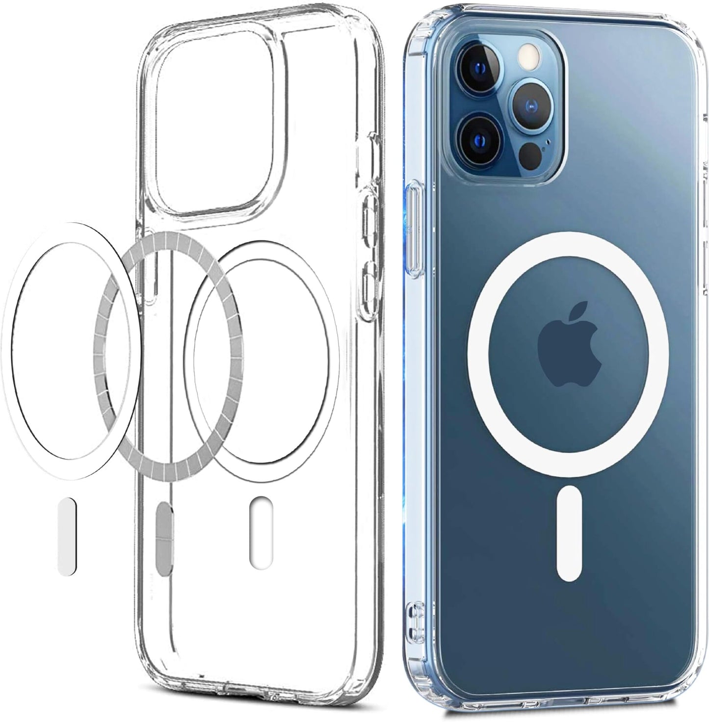 VAKIBO Megnatic Magsafe Transparent Soft with Hard back Back Cover Case With Camera Protection Ring Suitable for Apple iPhone 12