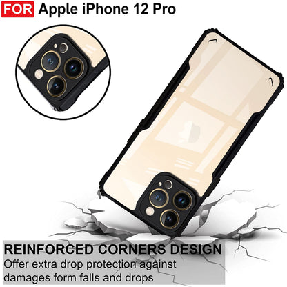 VAKIBO Best Selling Black and Transparent Back Cover Case Made With Soft TPU and Acrylic With 4 Corner and Camera Protection Suitable for Apple iPhone 12 Pro