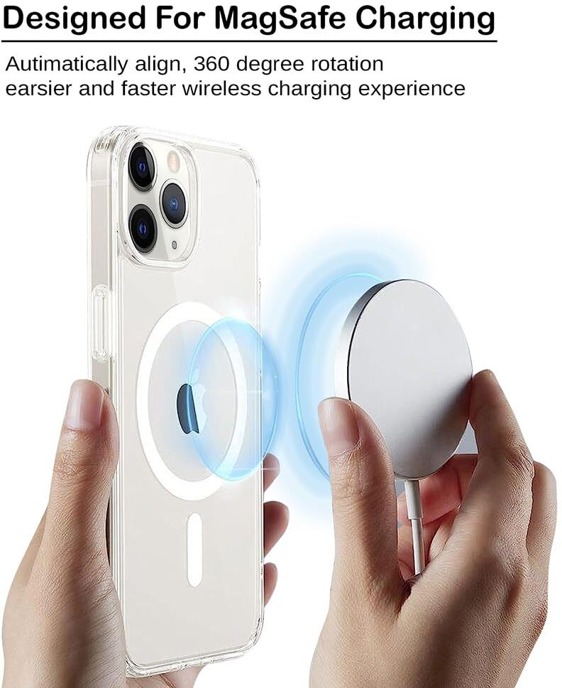 VAKIBO Megnatic Magsafe Transparent Soft with Hard back Back Cover Case With Camera Protection Ring Suitable for Apple iPhone 12 Pro Max