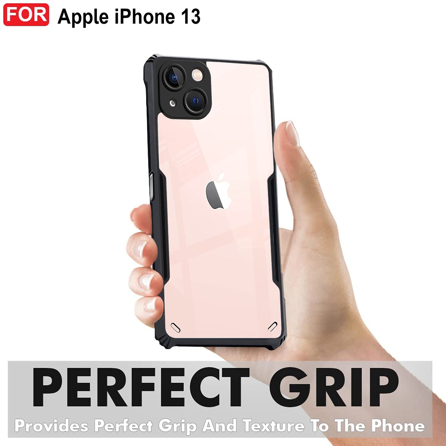 VAKIBO Best Selling Black and Transparent Back Cover Case Made With Soft TPU and Acrylic With 4 Corner and Camera Protection Suitable for Apple iPhone 13