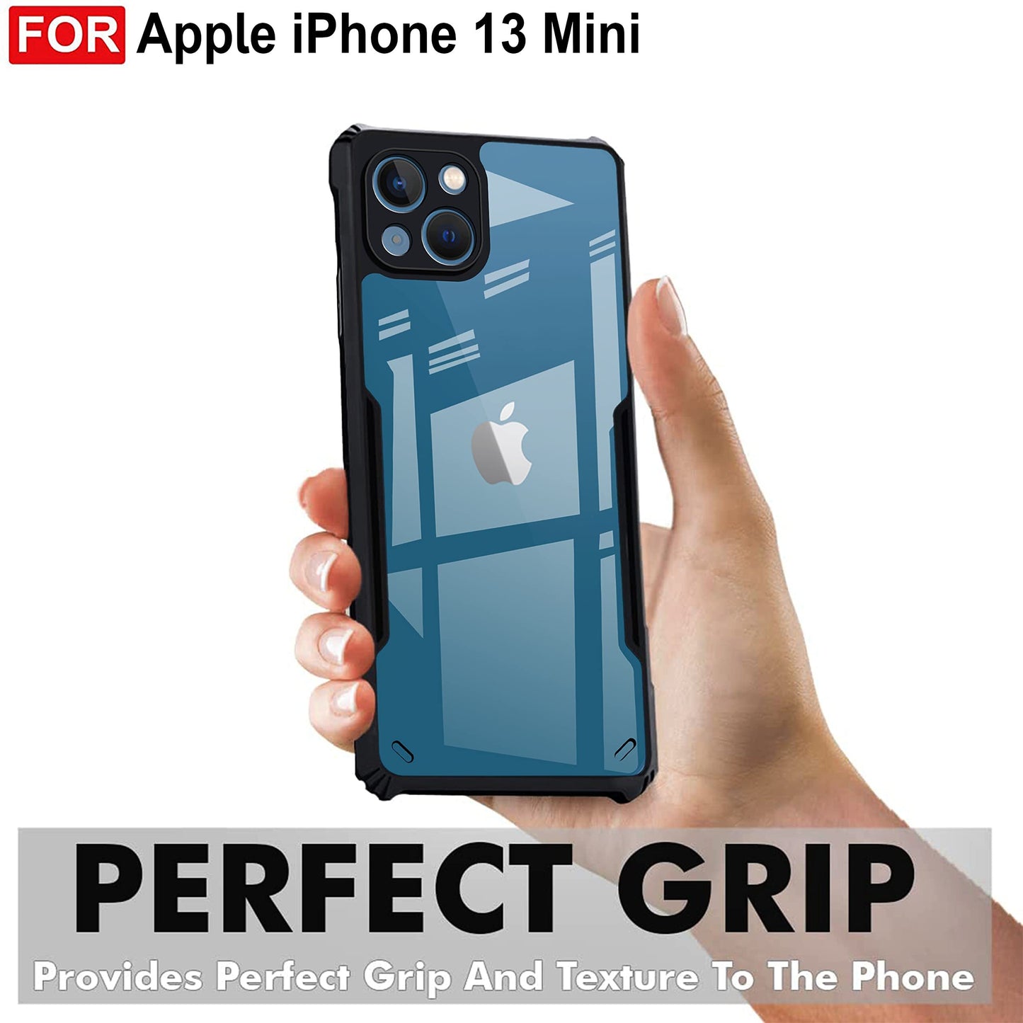 VAKIBO Best Selling Black and Transparent Back Cover Case Made With Soft TPU and Acrylic With 4 Corner and Camera Protection Suitable for Apple iPhone 13 Mini