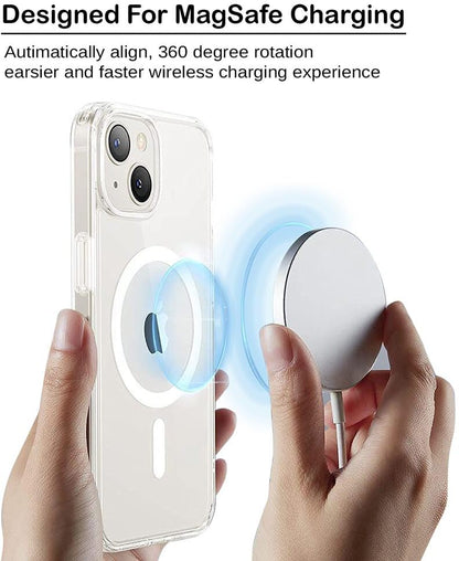 VAKIBO Megnatic Magsafe Transparent Soft with Hard back Back Cover Case With Camera Protection Ring Suitable for Apple iPhone 13 Mini