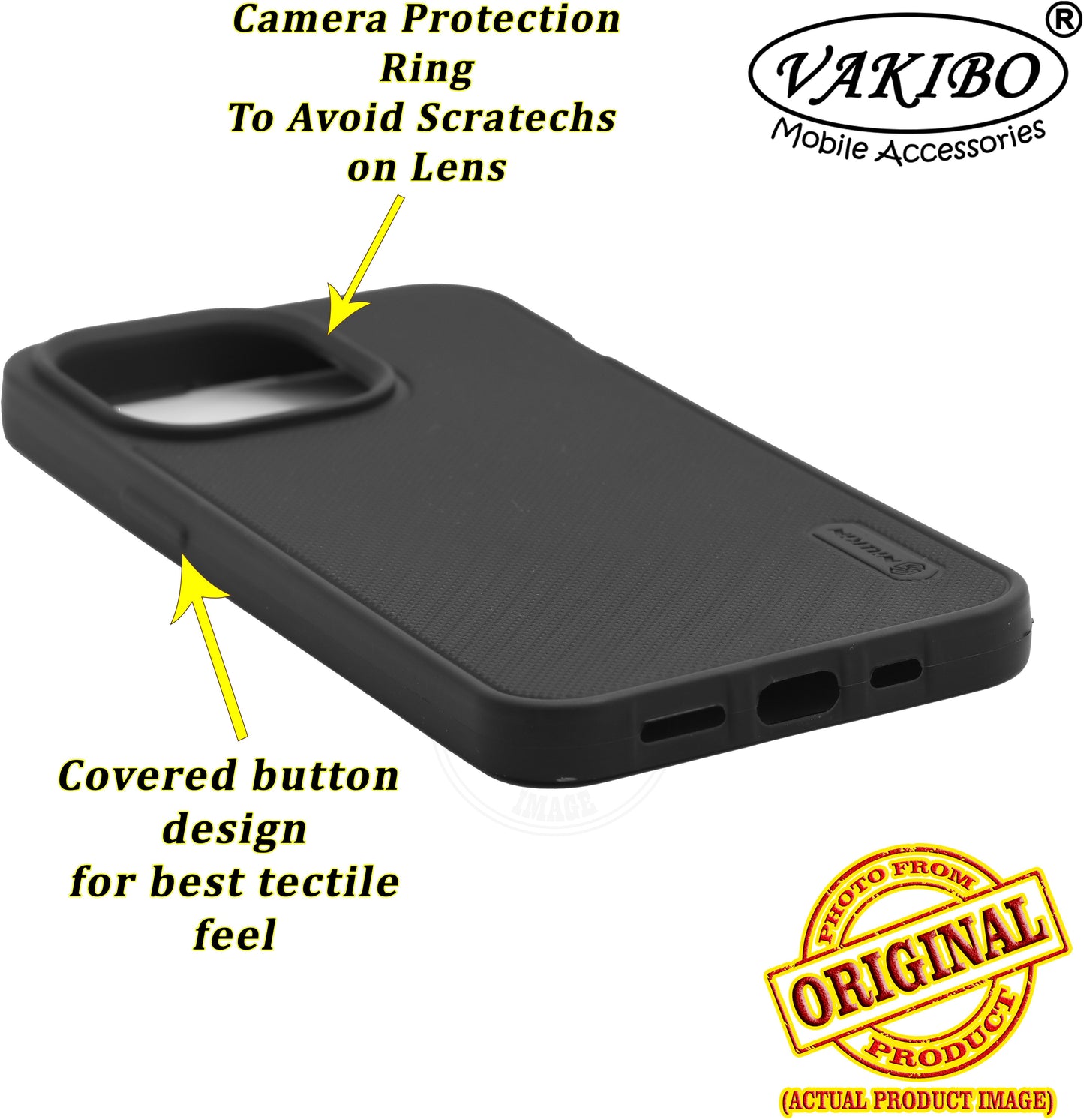 VAKIBO Dotted Black Coloured Made with Silicon Rubber TPU Back Cover Case Suitable for iPhone 13 Pro