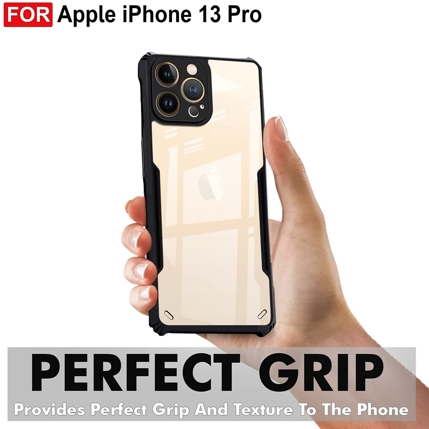 VAKIBO Super Premium Black Border Transparent Case With Corner Protection & Camera Protection Suitable for iPhone 13 Pro