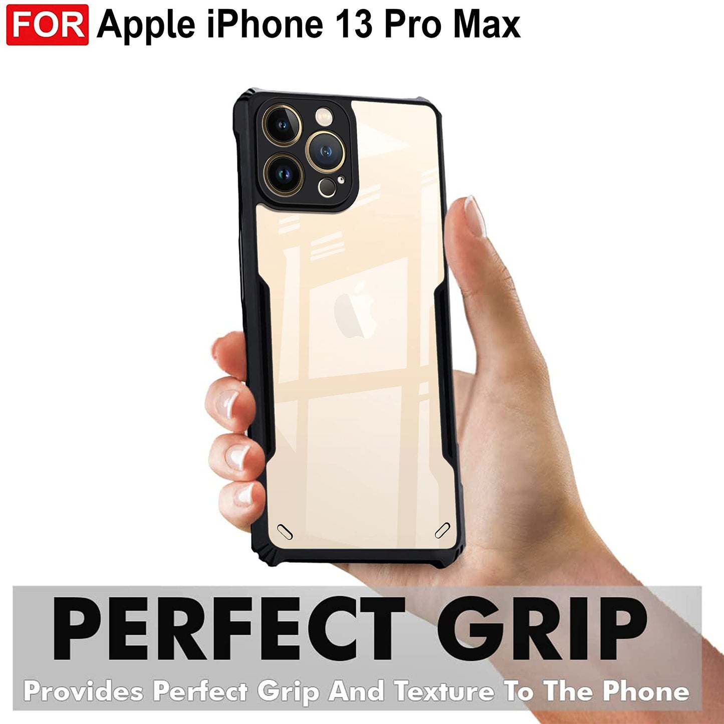 VAKIBO Super Premium Black Border Transparent Case With Corner Protection & Camera Protection Suitable for iPhone 13 Pro Max