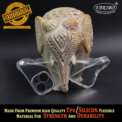 VAKIBO Super Premium Soft TPU Transparent Case With Dustplug,Side Grip,Corner Protection,lanyard Cuts,Camera Protection Suitable for iPhone 14