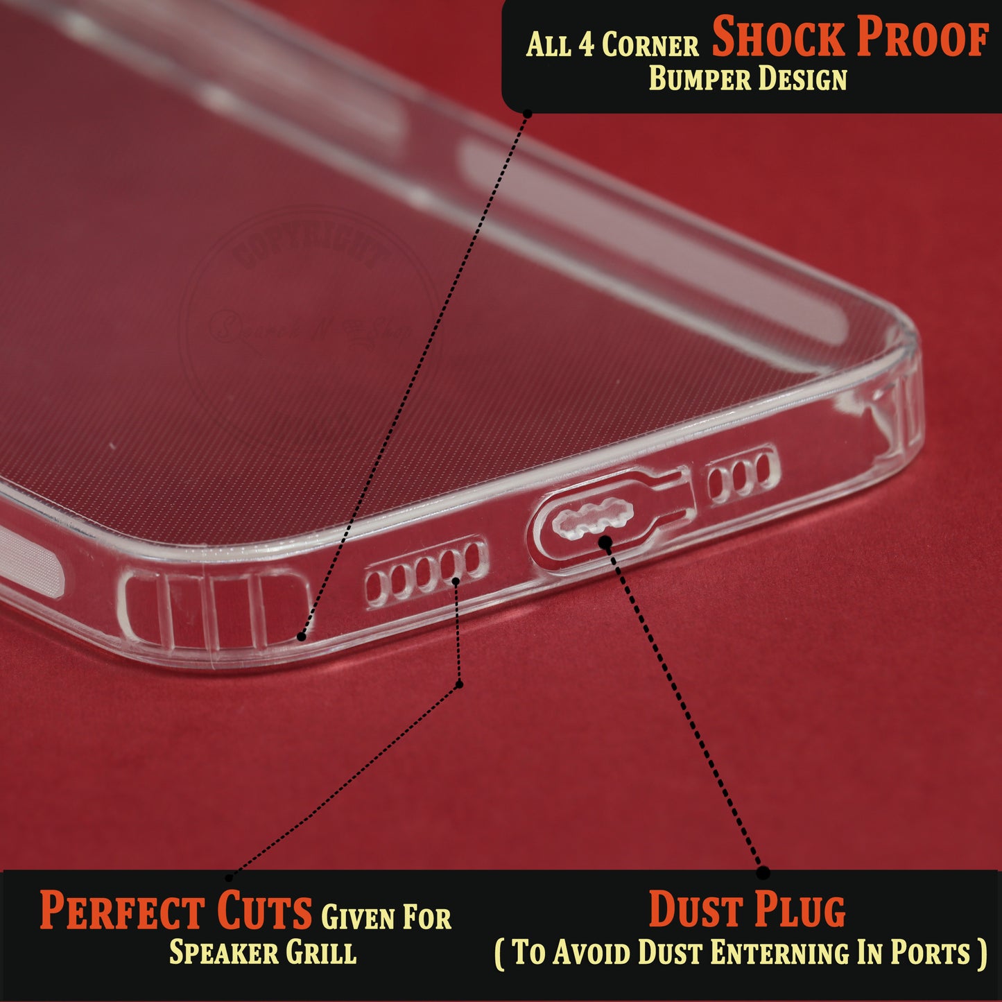 VAKIBO Super Premium Soft TPU Transparent Case With Dustplug,Side Grip,Corner Protection,lanyard Cuts,Camera Protection Suitable for iPhone 14