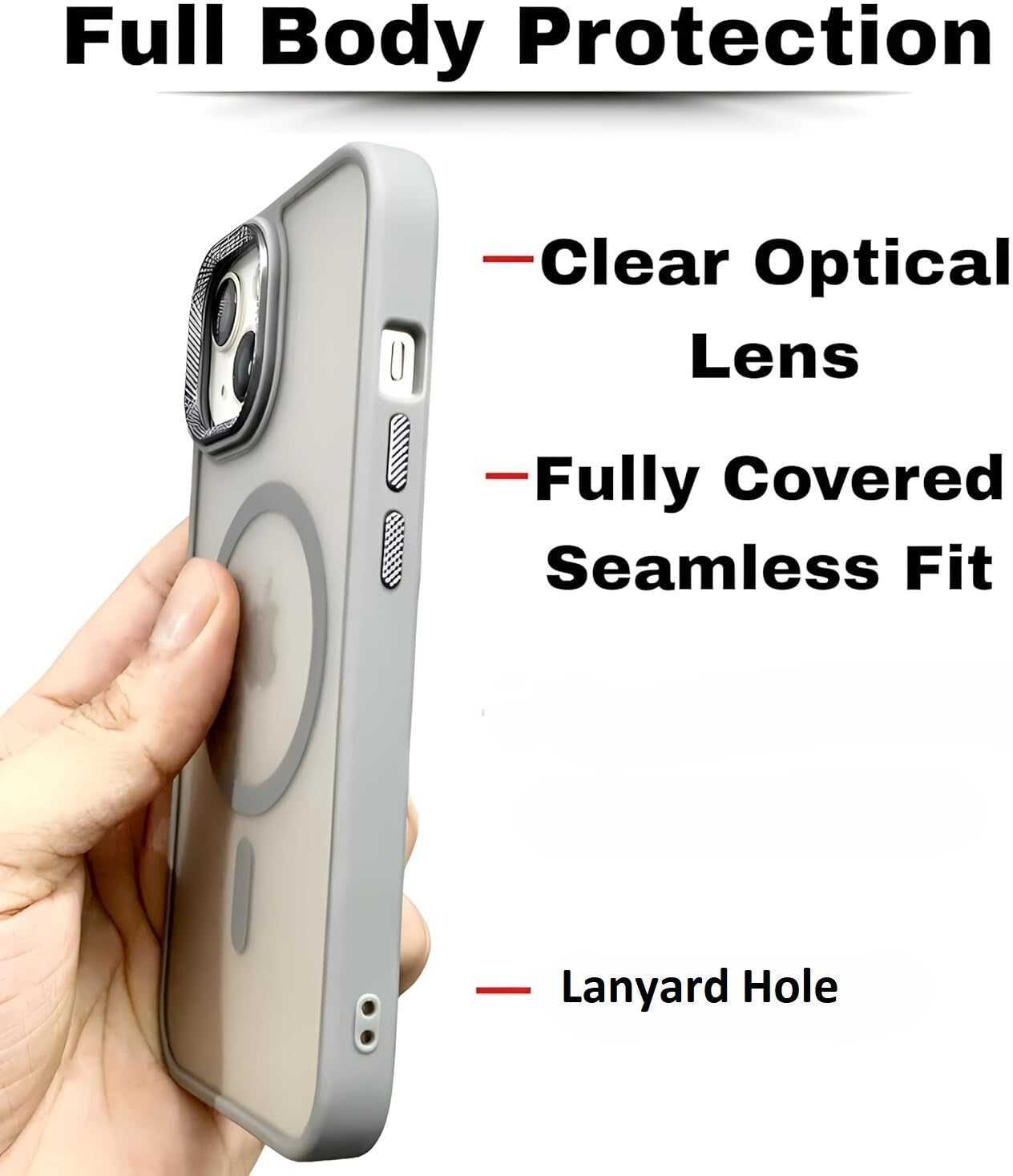 VAKIBO Megnatic Magsafe Grey Coloured Soft with Hard back Back Cover Case With Camera Protection Ring Suitable for iPhone 13