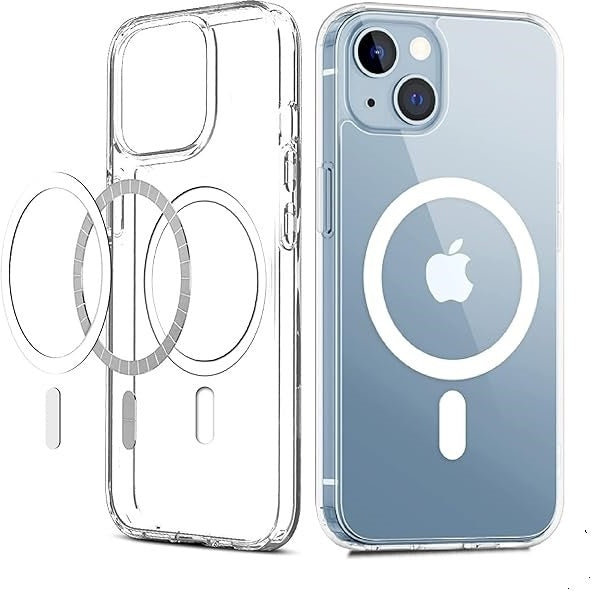 VAKIBO Megnatic Magsafe Transparent Soft with Hard back Back Cover Case With Camera Protection Ring Suitable for Apple iPhone 14