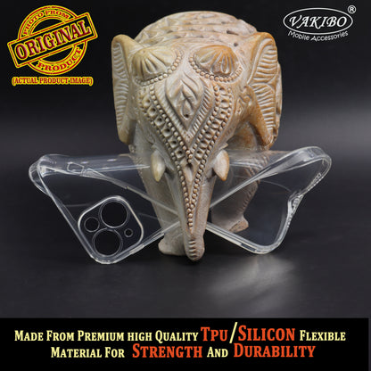 VAKIBO Super Premium Soft TPU Transparent Case With Dustplug,Side Grip,Corner Protection,lanyard Cuts,Camera Protection Suitable for iPhone 14 Plus