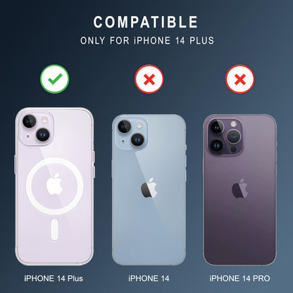 VAKIBO Megnatic Magsafe Transparent Soft with Hard back Back Cover Case With Camera Protection Ring Suitable for Apple iPhone 14 Plus