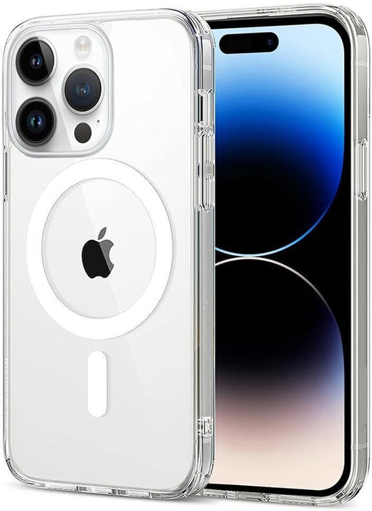VAKIBO Megnatic Magsafe Transparent Soft with Hard back Back Cover Case With Camera Protection Ring Suitable for Apple iPhone 14 Pro