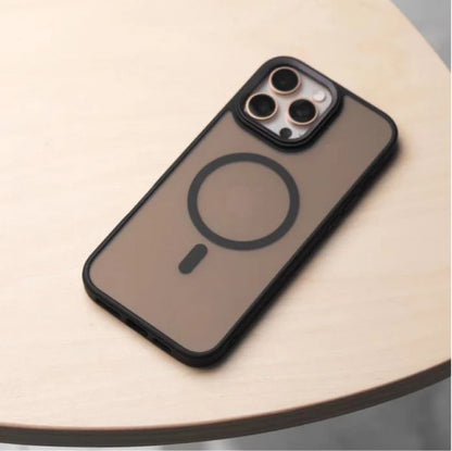 VAKIBO Megnatic Magsafe Black Coloured Soft with Hard back Back Cover Case With Camera Protection Ring Suitable for iPhone 14 Pro Max