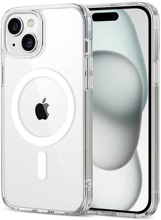 VAKIBO Megnatic Magsafe Transparent Soft with Hard back Back Cover Case With Camera Protection Ring Suitable for Apple iPhone 15