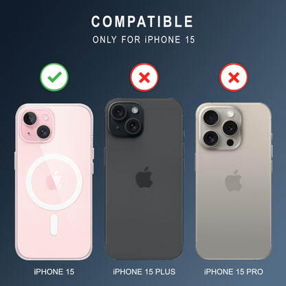 VAKIBO Megnatic Magsafe Transparent Soft with Hard back Back Cover Case With Camera Protection Ring Suitable for Apple iPhone 15